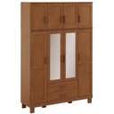 Ver imagem 7 de Guarda Roupa Solteiro com Espelho 8 Portas 2 Gavetas Madeira Maciça Lorie F06 Castanho - Lyam Decor