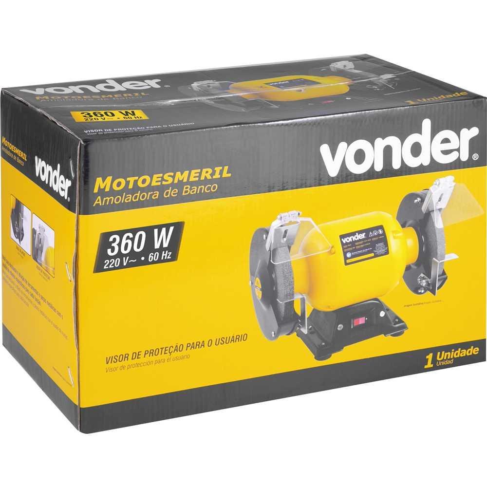 Motoesmeril Bancada Amolar 6 Polegadas 360w com 2 Rebolos Vonder 220v - 6