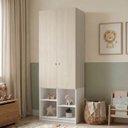 Ver imagem 1 de Guarda Roupa 2 Portas com Nichos e 1 Gaveta Curió Casatema MadeiraOriginals Natural/Branco