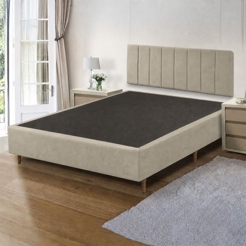 Base Cama Box Casal 1,38x1,88 Mts Cecilia Vilajo: Suede Bege