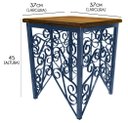 Ver imagem 2 de Mesa de Canto para Sala de Ferro Artesanal Rustica Decorativa com Madeira - Azul Royal