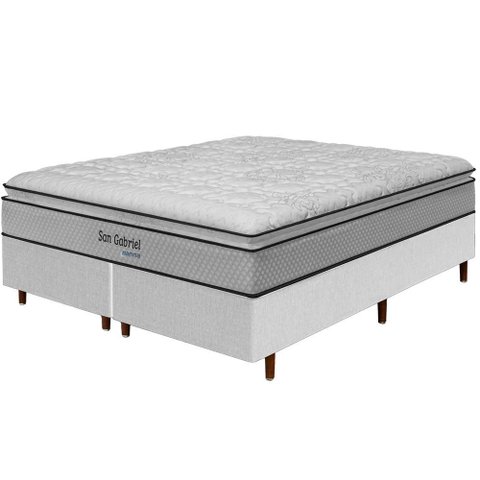 Cama Box Branca + Colchão King Size Ortopédico San Gabriel Branco Espuma D33 One Pillow