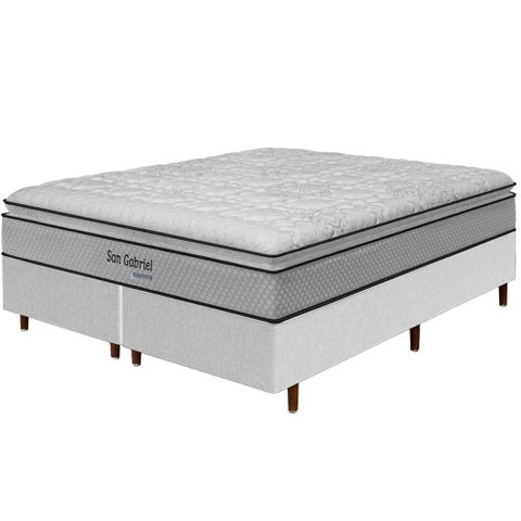Cama Box Branca + Colchão King Size Ortopédico San Gabriel Branco Espuma D33 One Pillow