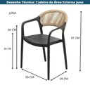 Ver imagem 3 de Kit 4 Cadeiras Juna com Braço Área Externa Polipropileno Ratan Sintético Preta e Bege Or Design