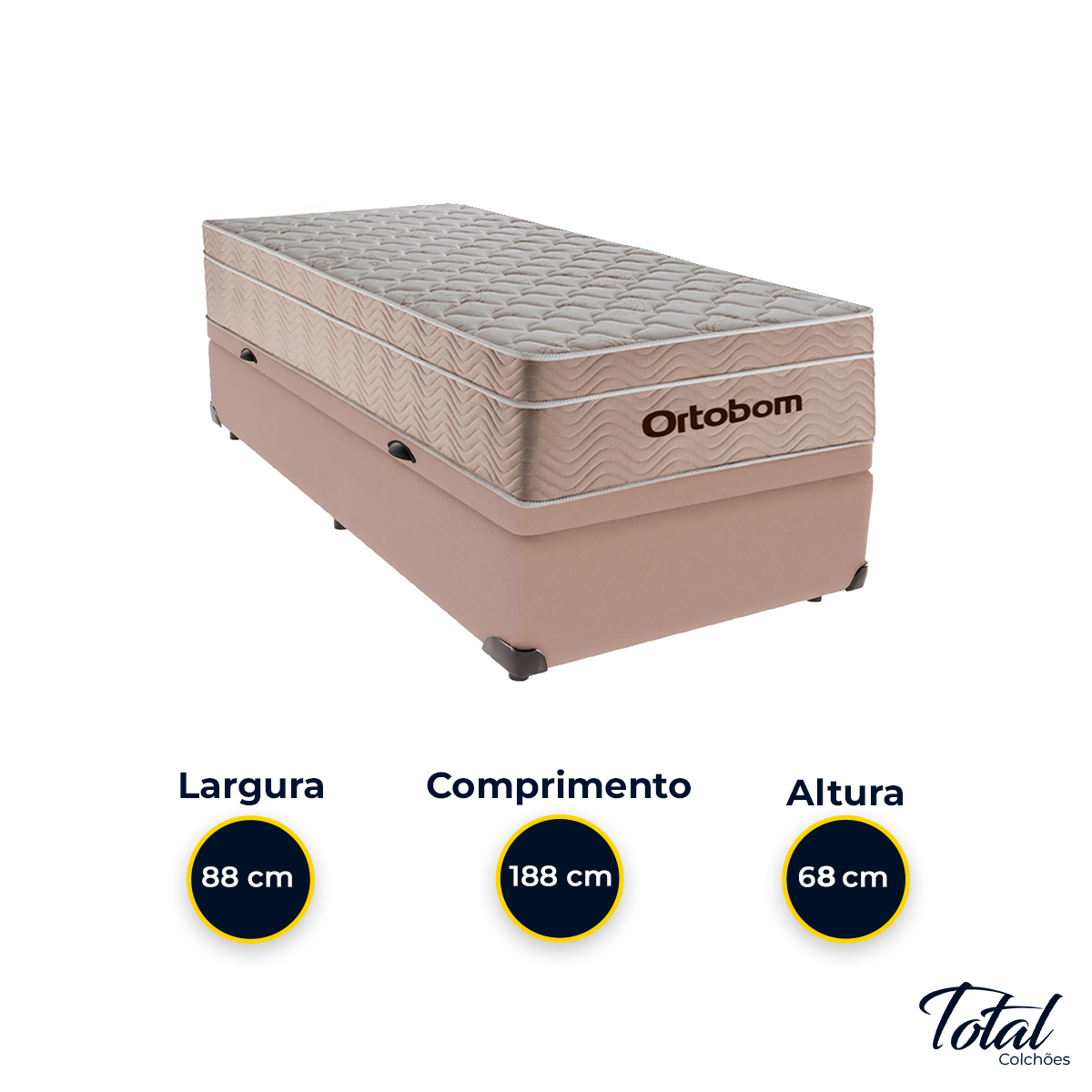 Cama Box Baú Solteiro Bege e Colchão Airtech Springpocket Molas Ensacadas Ortobom - 3