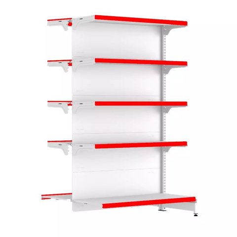 Gondola Centro 170 Fit Continuação Branco 10 Bandeja Pe Vermelho
