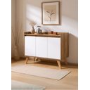 Ver imagem 1 de Aparador Buffet 90cm MDF Nogal com Branco Madri - On Móveis