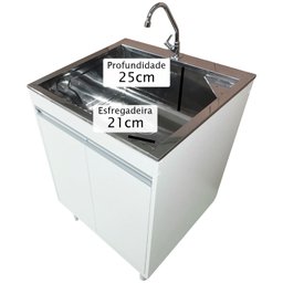 Tanque de Inox 46l com Torneira de Bancada Gabinete Mdf 60cm - 6