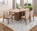 Ver imagem 1 de Conjunto Mesa com 6 Cadeiras Harpa Marrom/Carvalho/Fendi