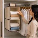 Ver imagem 2 de Prateleira Vertical 2 Divisórias Organizador Multiuso Closet Armário Guarda Roupa Toalhas Edredom