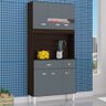 Kit Cozinha Compacta 80cm 6 Portas 2 Gavetas Malu P11 Chocolate/Cinza Grafite - Mpozenato - 2