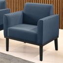 Ver imagem 2 de Poltrona Decorativa Base Madeira Preto Maressa Suede Azul Marinho - Ibiza