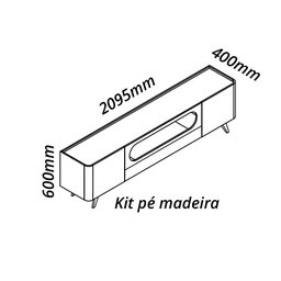 Painel e Rack Nobre Ripado com LED Pés de Madeira 230 Naturale Off White - Gelius - 10