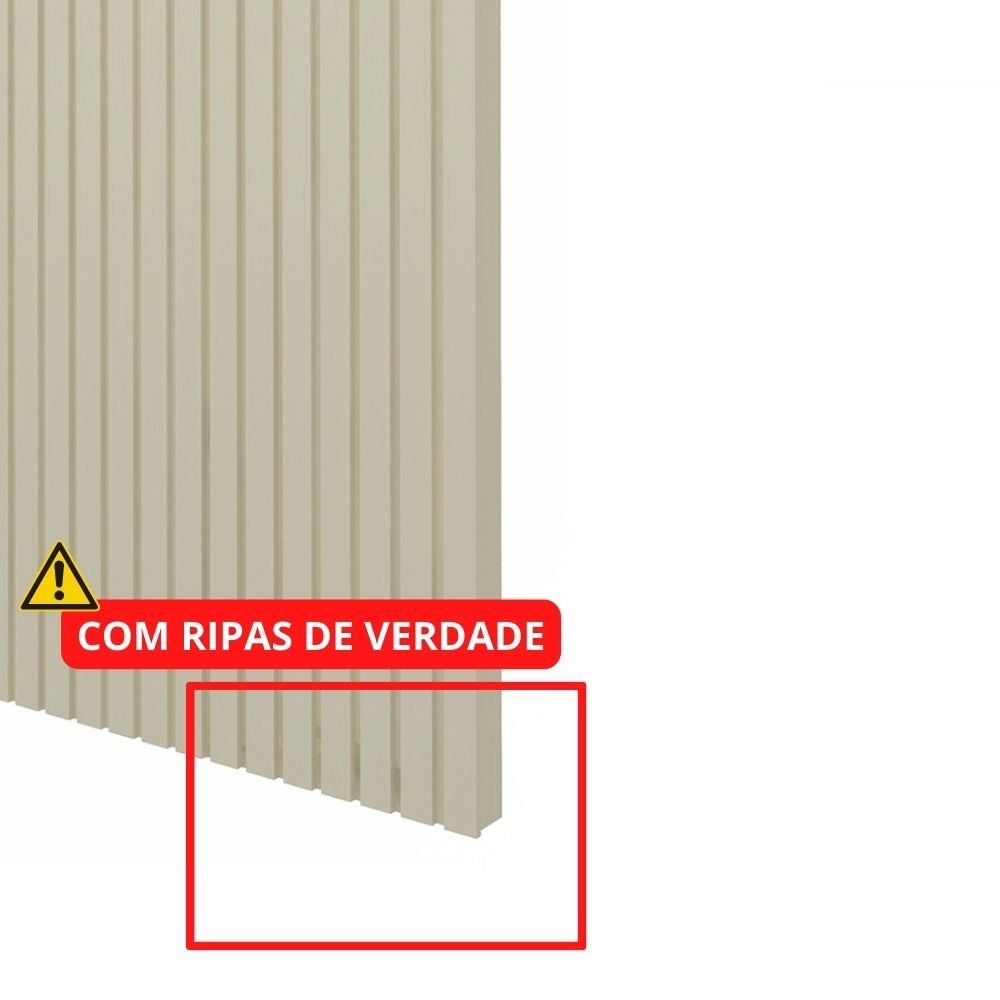 Painel e Rack Nobre Ripado com LED Pés de Madeira 230 Naturale Off White - Gelius - 8