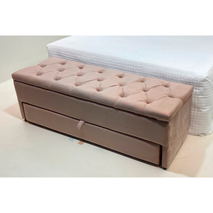 Baú Gaveta (sapateiro) Modelo em Capitonê 140x50x45cm Casal na Cor Rosa