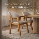 Ver imagem 3 de Kit 2 Cadeiras de Jantar ou Escritorio de Madeira Tecido Linho Areia com Courino