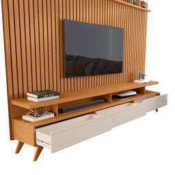 Rack com Painel para Tv 86 Polegadas Pés em Madeira Maciça Vivare - 4