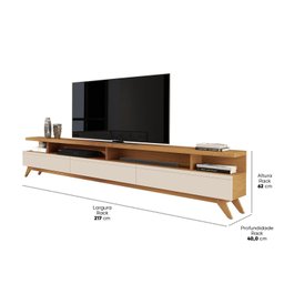 Rack com Painel para Tv 86 Polegadas Pés em Madeira Maciça Vivare - 6