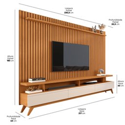 Rack com Painel para Tv 86 Polegadas Pés em Madeira Maciça Vivare - 3