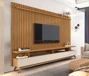 Ver imagem 1 de Rack com Painel Ripado para TV até 86 Polegadas MDF 230,5CMX183CM Pés em Madeira Maciça Vivare