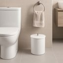 Ver imagem 5 de Lixeira Redonda Branca em Poliéster com Puxador Black Matte