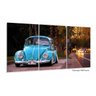 Quadro Decorativo Wall Frame Fusca Azul 03 Peças - 2
