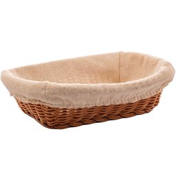 5 Cestos Porta Pão Plástico Rattan com Forro Lyor 24,5x17cm Folhados Bolo Retangular - 5