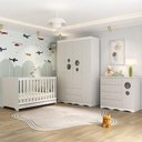Ver imagem 1 de Quarto de Bebê Completo com Berço Americano 3 em 1 Sonho Multimóveis Mp4615 Branco/off White