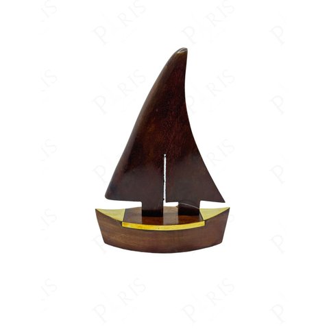 Peça Decorativa Barco em Madeira e Metal Dourado 25cm 15565-pl