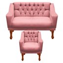 Ver imagem 1 de Kit Namoradeira + 1 Poltrona Decorativa Grécia - Dritex:suede Rose