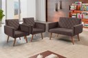 Ver imagem 4 de Conjunto Anabelle 2 Poltronas de 1 Lugar 1 Poltrona 2 Lugares Braço Unidecor Marrom