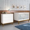 Jogo de Quarto Infantil Cômoda 3 Gavetas e Berço Classic Branco Fosco com Pés Amadeirado - Reller Mó - 2