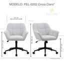 Ver imagem 2 de Cadeira Poltrona Giratória Pelegrin Pel-0202 Tecido Cinza Claro
