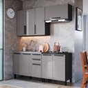 Ver imagem 1 de Cozinha Modulada Compacta Fidelitá Mônaco 4 Peças 200cm 9 Portas 2 Gavetas sem Tampo Chumbo/titâ