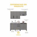 Ver imagem 5 de Cozinha Modulada Compacta Fidelitá Mônaco 4 Peças 200cm 9 Portas 2 Gavetas sem Tampo Chumbo/titâ