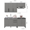 Ver imagem 4 de Cozinha Modulada Compacta Fidelitá Mônaco 4 Peças 200cm 9 Portas 2 Gavetas sem Tampo Chumbo/titâ