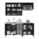 Ver imagem 2 de Cozinha Modulada Compacta Fidelitá Mônaco 4 Peças 200cm 9 Portas 2 Gavetas sem Tampo Chumbo/titâ