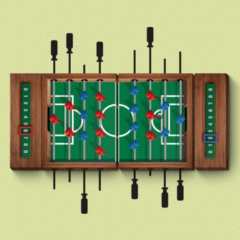 Pebolim ou Totó - Wall Concept, Montagem entre Quadros e Adesivo de Parade - 4 Peças + Adesivo - Sof