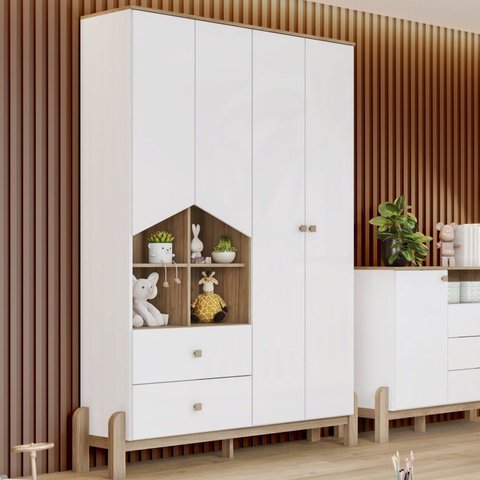 Guarda-Roupa 4 Portas 2 Gavetas Ternura