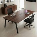 Ver imagem 1 de Mesa de Reunião Corporativa 6 Lugares 210cm Louro Preto com Caixa de Tomadas F5 Office