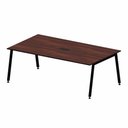 Ver imagem 6 de Mesa de Reunião Corporativa 6 Lugares 210cm Louro Preto com Caixa de Tomadas F5 Office
