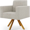 Ver imagem 2 de Kit 02 Poltronas Giratórias Sala de Estar Base de Madeira Helô L02 Bouclê Creme - Lyam Decor