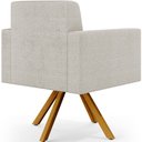 Ver mais imagens de Kit 02 Poltronas Giratórias Sala de Estar Base de Madeira Helô L02 Bouclê Creme - Lyam Decor
