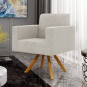 Ver imagem 3 de Kit 02 Poltronas Giratórias Sala de Estar Base de Madeira Helô L02 Bouclê Creme - Lyam Decor