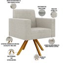 Ver imagem 4 de Kit 02 Poltronas Giratórias Sala de Estar Base de Madeira Helô L02 Bouclê Creme - Lyam Decor