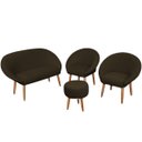 Ver imagem 1 de Kit Recepção 2 Poltronas 1 Namoradeira com Puff Resistente para Sala de Espera Decor Tecido Veludo