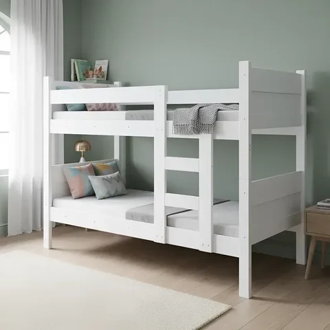 Beliche 100% Mdf Fortaleza - Duas Camas Solteiro Compacta e Moderna Branco com 2 Colchões