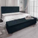 Ver imagem 2 de Kit Cabeceira e Calçadeira Baú King 1,95m Madrid Suede - Pallazio Azul Marinho