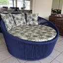 Ver imagem 1 de Chaise Palmeira Em Corda Náutica Azul - Tecido Trancoso