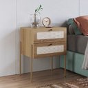 Ver imagem 2 de Mesa de Cabeceira com 2 Gavetas Pé Metal Arlo A10 Hanover/dourado - Mpozenato